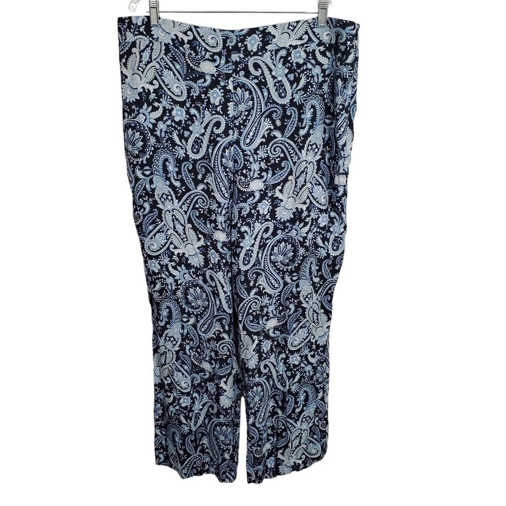 Ann Taylor Size 16 Pants Wide Leg Flowing Rayon Side Zip Paisley Floral Hi Rise